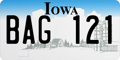 IA license plate BAG121