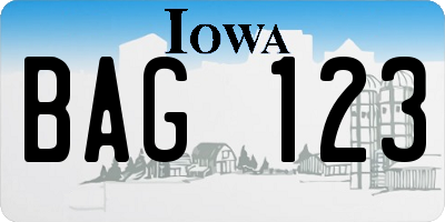 IA license plate BAG123