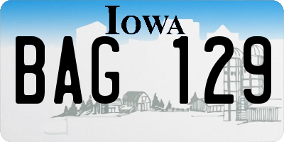 IA license plate BAG129