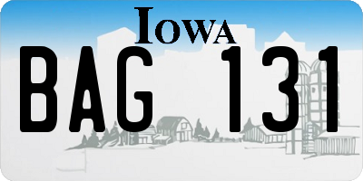 IA license plate BAG131