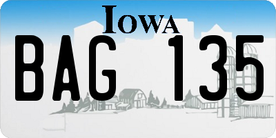 IA license plate BAG135