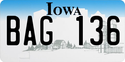 IA license plate BAG136