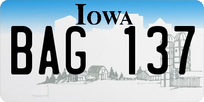 IA license plate BAG137