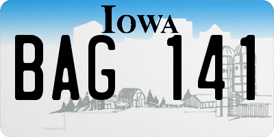 IA license plate BAG141