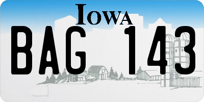 IA license plate BAG143