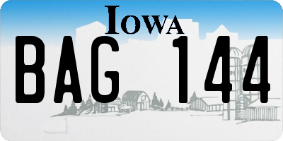 IA license plate BAG144