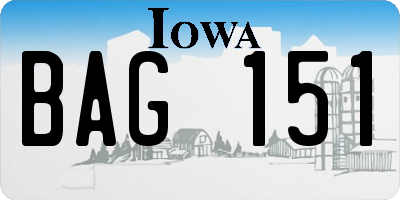 IA license plate BAG151