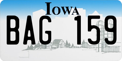 IA license plate BAG159