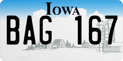 IA license plate BAG167