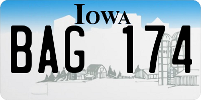 IA license plate BAG174