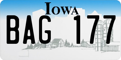IA license plate BAG177