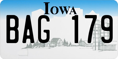 IA license plate BAG179