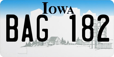IA license plate BAG182