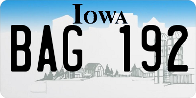 IA license plate BAG192