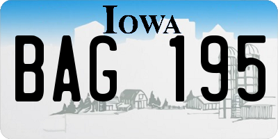 IA license plate BAG195
