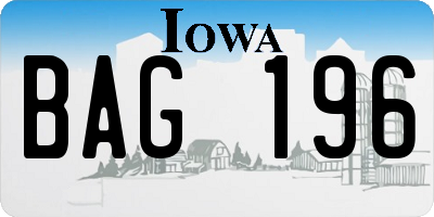 IA license plate BAG196