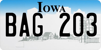 IA license plate BAG203