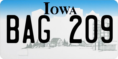 IA license plate BAG209