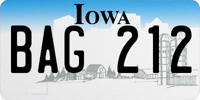 IA license plate BAG212