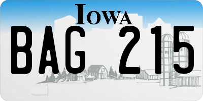 IA license plate BAG215