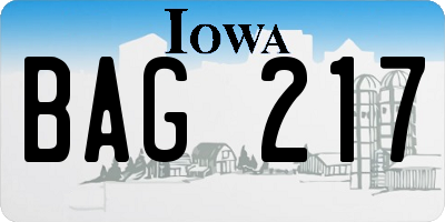 IA license plate BAG217