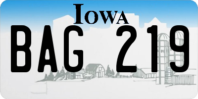 IA license plate BAG219