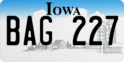 IA license plate BAG227