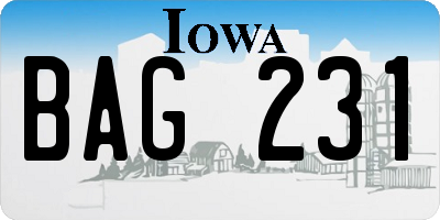 IA license plate BAG231