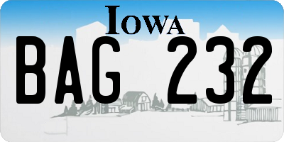 IA license plate BAG232