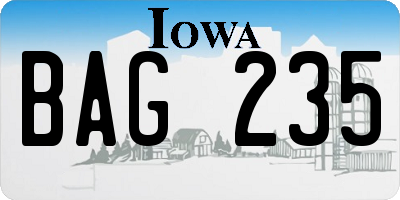 IA license plate BAG235