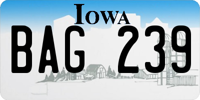IA license plate BAG239