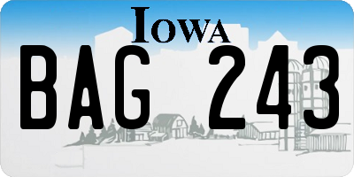 IA license plate BAG243