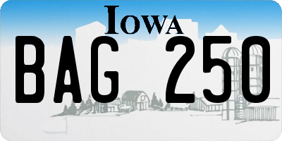 IA license plate BAG250