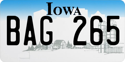 IA license plate BAG265