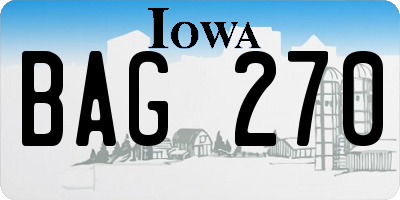 IA license plate BAG270