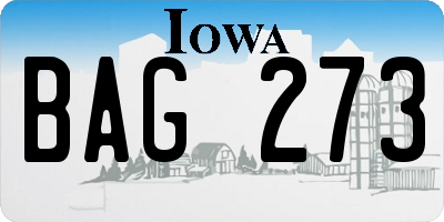 IA license plate BAG273