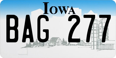 IA license plate BAG277