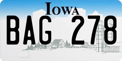 IA license plate BAG278