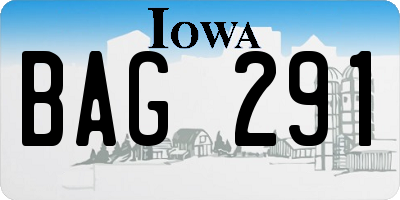 IA license plate BAG291