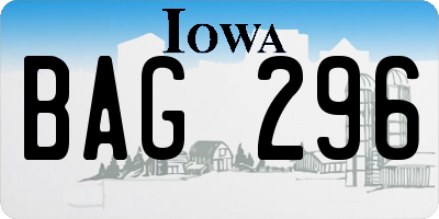 IA license plate BAG296