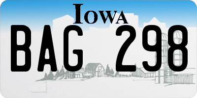 IA license plate BAG298