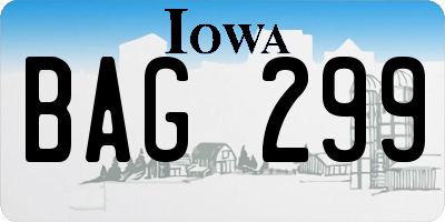 IA license plate BAG299