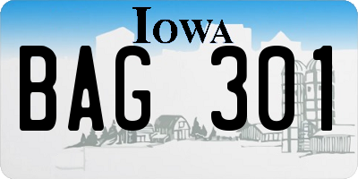 IA license plate BAG301