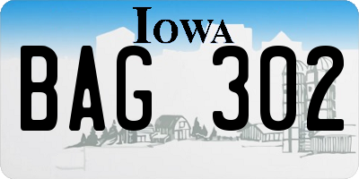 IA license plate BAG302