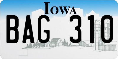 IA license plate BAG310