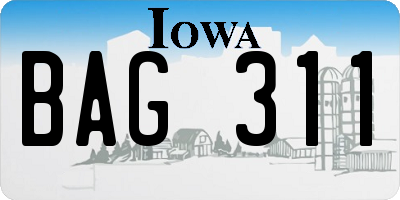 IA license plate BAG311
