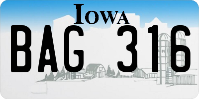 IA license plate BAG316