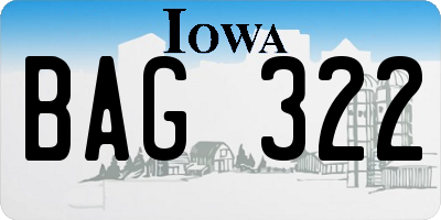 IA license plate BAG322