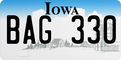 IA license plate BAG330