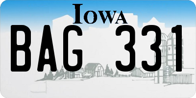 IA license plate BAG331